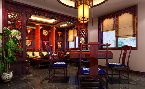 齐齐哈尔古典中式风格茶楼包间设计装修效果图